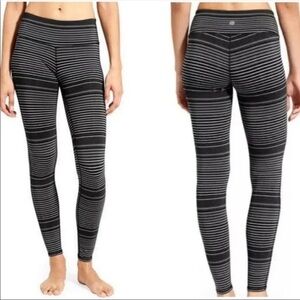 Athleta Colorblock Stripe Chaturanga Tight Leggings Size XXS Gray and black